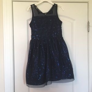 Dark blue sparkly formal dress.